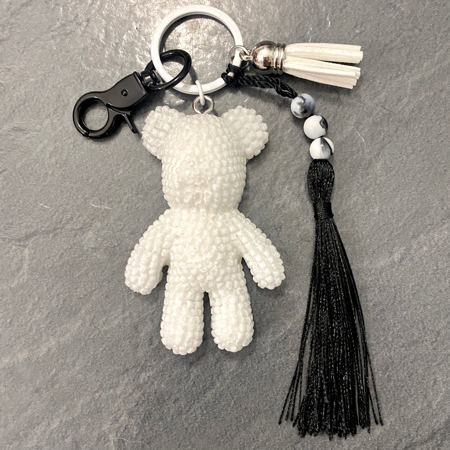 Porte-clés maxi ourson blanc diamant