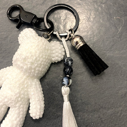 Porte-clés maxi ourson blanc diamant