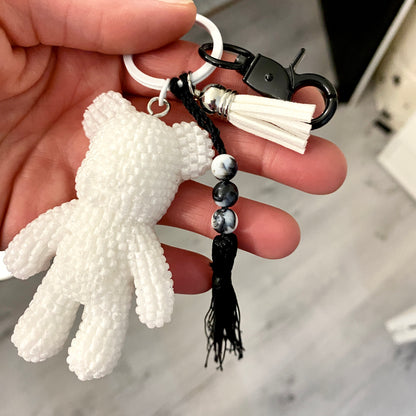 Porte-clés maxi ourson blanc diamant