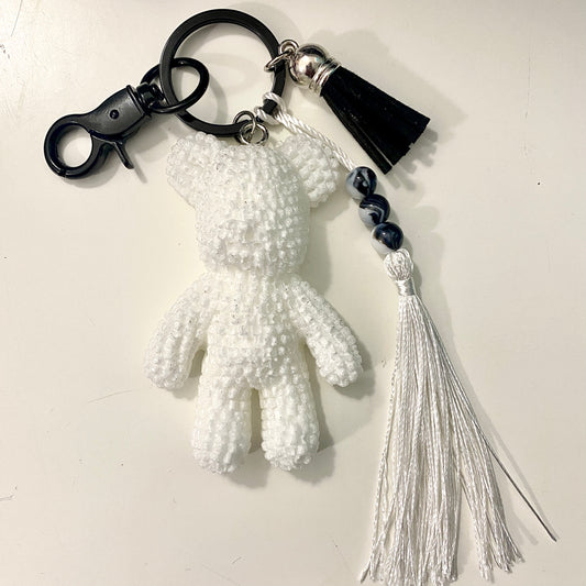 Porte-clés maxi ourson blanc diamant