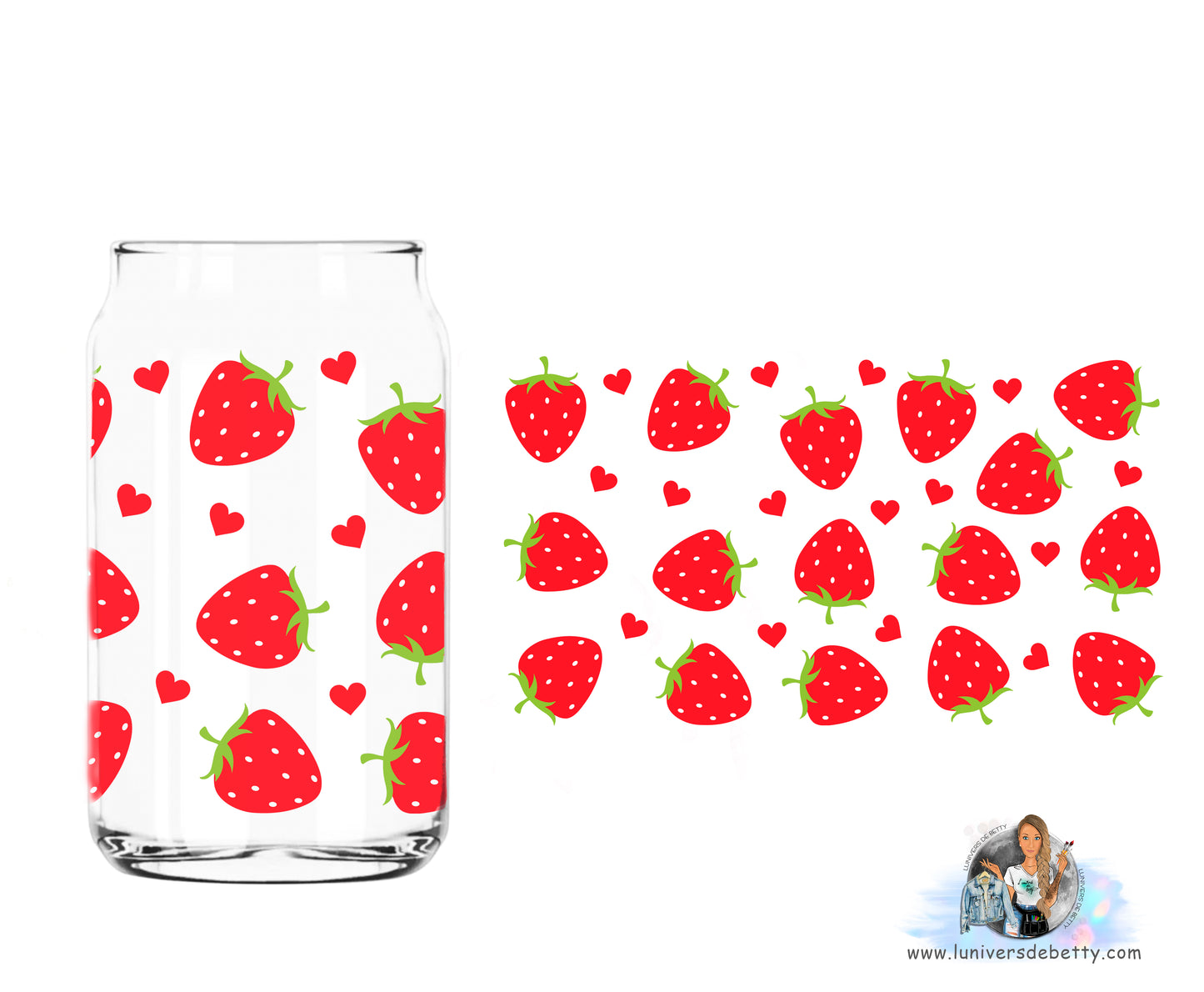 Tasse en verre "fraises"