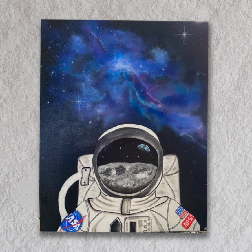 Peinture sur toile "Un homme dans l'espace"