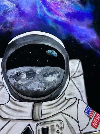 Peinture sur toile "Un homme dans l'espace"