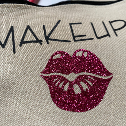 Pochette Makeup Kiss en jute