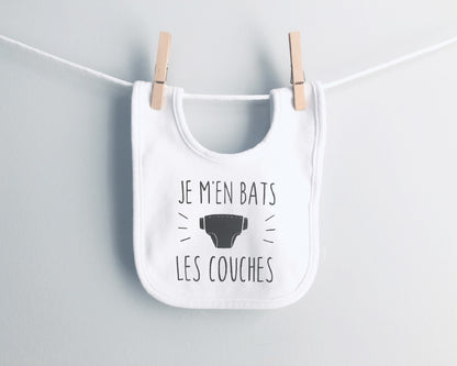 Bavoir "Je m'en bats les couches"