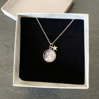 Collier pendentif full moon étoile